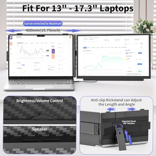 EXTENSOR DE PANTALLA PARA PORTATIL DE 156 PULGADAS FHD 1080P IPS MONITOR DUAL DE VIAJE PORTATIL - 6