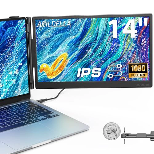 APILDELLA EXTENSOR DE PANTALLA DUAL PARA PORTATIL DE 14 PULGADAS MONITOR EXTENDIDO PARA LAPTOP FHD - 1