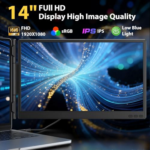 APILDELLA EXTENSOR DE PANTALLA DUAL PARA PORTATIL DE 14 PULGADAS MONITOR EXTENDIDO PARA LAPTOP FHD - 3