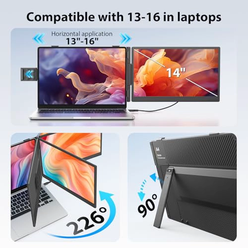 APILDELLA EXTENSOR DE PANTALLA DUAL PARA PORTATIL DE 14 PULGADAS MONITOR EXTENDIDO PARA LAPTOP FHD - 6