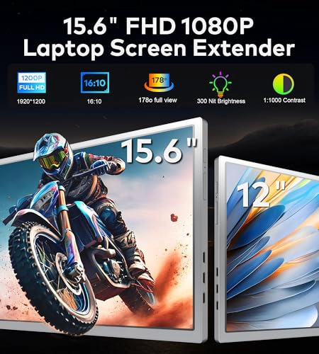 EXTENSOR DE PANTALLA PARA LAPTOP MONITOR PORTATIL FHD 1080P IPS DE 156 PULGADAS PARA LAPTOP - 2