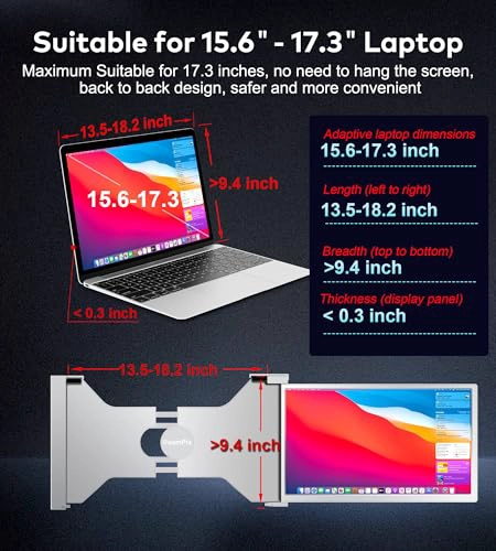 EXTENSOR DE PANTALLA PARA LAPTOP MONITOR PORTATIL FHD 1080P IPS DE 156 PULGADAS PARA LAPTOP - 3