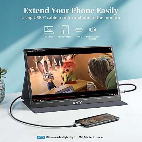 KYY MONITOR PORTATIL DE 156 PULGADAS 1080P FHD USBC MONITORES PARA LAPTOP CON CUBIERTA INTELIGENTE - 5
