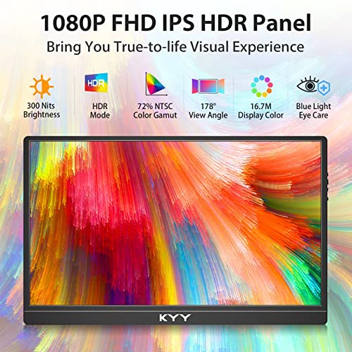 KYY MONITOR PORTATIL DE 156 PULGADAS FHD 1080P USBC HDMI CON BOLSA DE CUBIERTA INTELIGENTE - 2