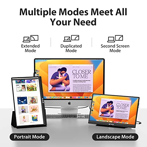 KYY MONITOR PORTATIL DE 156 PULGADAS FHD 1080P USBC HDMI CON BOLSA DE CUBIERTA INTELIGENTE - 5