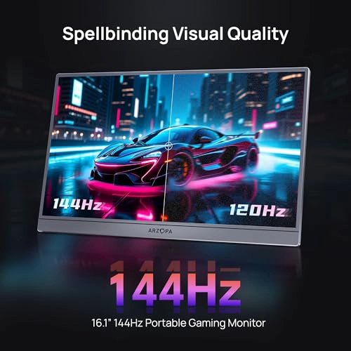ARZOPA 161 144HZ MONITOR PORTATIL PARA JUEGOS 106X25 SRGB 1080P FHD CON SOPORTE PLEGABLE MONITOR - 5