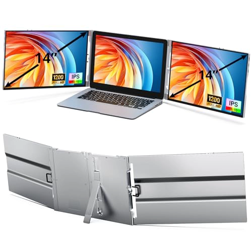 AYY EXTENSOR DE PANTALLA PARA LAPTOP MONITOR TRIPLE PORTATIL FHD 1200P DE 14 PULGADAS - 1