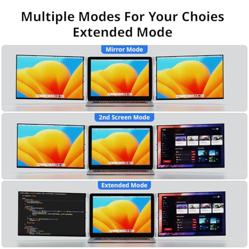 AYY EXTENSOR DE PANTALLA PARA LAPTOP MONITOR TRIPLE PORTATIL FHD 1200P DE 14 PULGADAS - 6