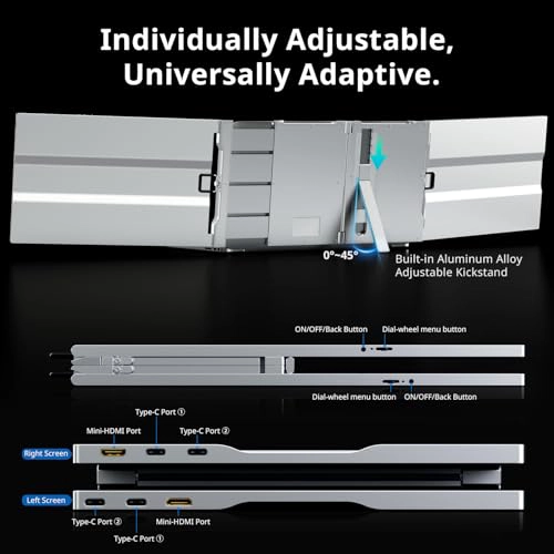 AYY EXTENSOR DE PANTALLA PARA LAPTOP MONITOR TRIPLE PORTATIL FHD 1200P DE 14 PULGADAS - 7