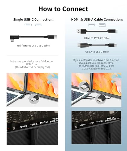 CEVATON EXTENSOR DE PANTALLA PARA LAPTOP MONITOR PORTATIL FHD 1080P DE 156 PULGADAS PARA LAPTOP - 4