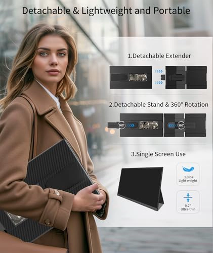 CEVATON EXTENSOR DE PANTALLA PARA LAPTOP MONITOR PORTATIL FHD 1080P DE 156 PULGADAS PARA LAPTOP - 6