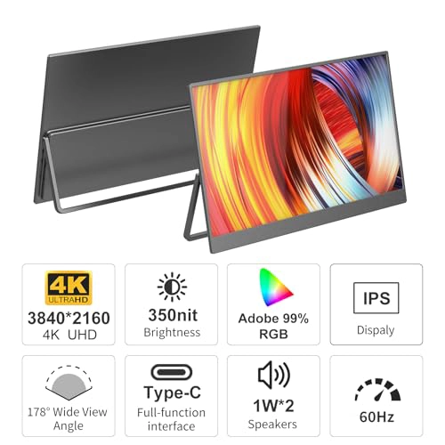 MONITOR DE VIAJE 4K DE 156 EXTENSOR DE PANTALLA PARA PORTATIL UHD 4K UHD 3480X2160 RESOLUTION - 4