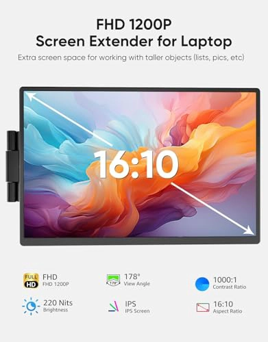 EXTENSOR DE PANTALLA PARA LAPTOP MONITOR PORTATIL EXTERNO FHD 1200P IPS DE 14 PULGADAS PARA LAPTOP - 2
