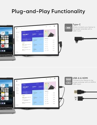 EXTENSOR DE PANTALLA PARA LAPTOP MONITOR PORTATIL EXTERNO FHD 1200P IPS DE 14 PULGADAS PARA LAPTOP - 4