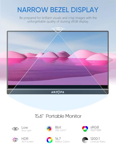 ARZOPA MONITOR PORTATIL DE 156 PULGADAS FHD 1080P MONITOR PORTATIL ULTRADELGADO PARA LAPTOP - 3