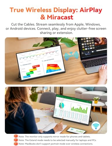 MONITOR PORTATIL INALAMBRICO ALIMENTADO POR BATERIA COMPATIBLE CON AIRPLAY MIRACAST MONITOR IPS - 2