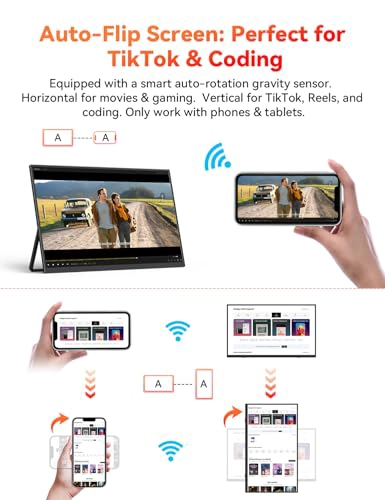 MONITOR PORTATIL INALAMBRICO ALIMENTADO POR BATERIA COMPATIBLE CON AIRPLAY MIRACAST MONITOR IPS - 4