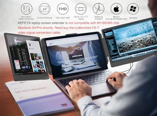 KEFEYA EXTENSOR DE PANTALLA PARA LAPTOP MONITOR PORTATIL DE 14 PULGADAS PARA LAPTOP EXTENSOR - 2