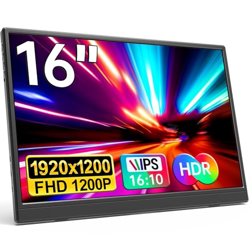 MONITOR PORTATIL DE 160 PULGADAS FHD 1920 1200P USB C HDMI ULTRADELGADO IPS PARA VIAJES PANTALLA - 1