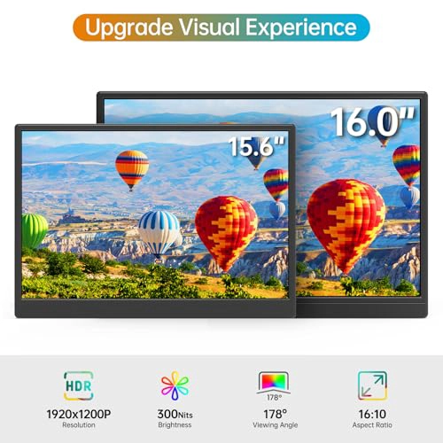 MONITOR PORTATIL DE 160 PULGADAS FHD 1920 1200P USB C HDMI ULTRADELGADO IPS PARA VIAJES PANTALLA - 2