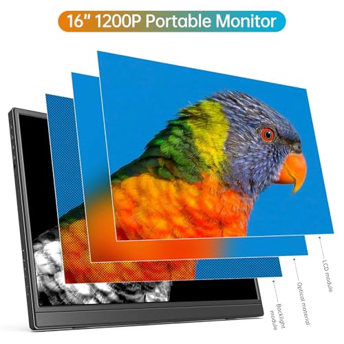MONITOR PORTATIL DE 160 PULGADAS FHD 1920 1200P USB C HDMI ULTRADELGADO IPS PARA VIAJES PANTALLA - 3