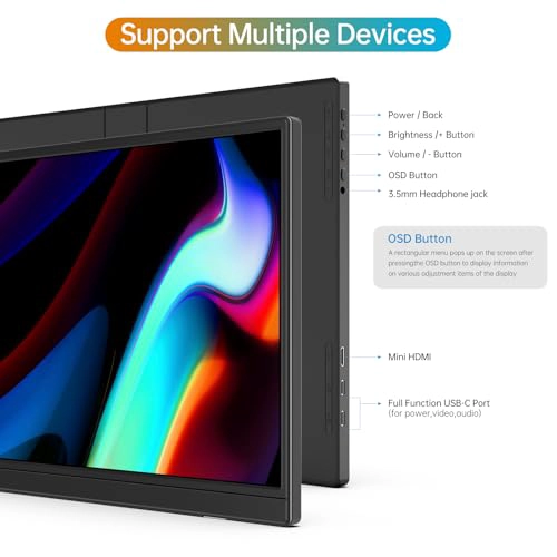 MONITOR PORTATIL DE 160 PULGADAS FHD 1920 1200P USB C HDMI ULTRADELGADO IPS PARA VIAJES PANTALLA - 5