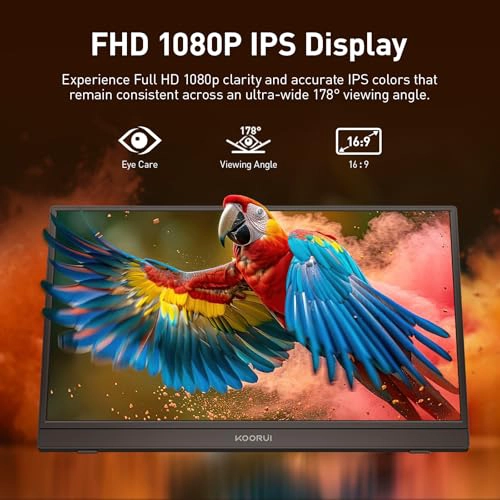 KOORUI MONITOR PORTATIL DE 156 PULGADAS FHD 1080P IPS SEGUNDA PANTALLA PARA VIAJES Y OFICINA - 2