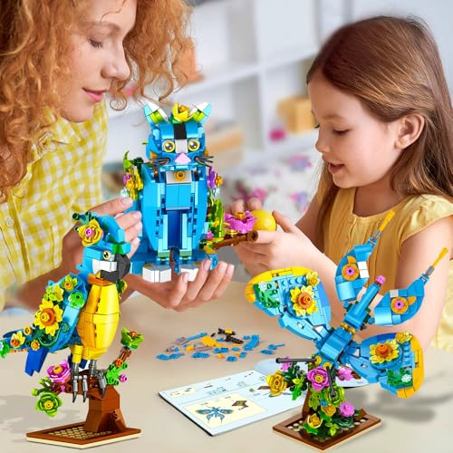 INSOON JUEGO DE CONSTRUCCION 3 EN 1 DE FLOR GATO LORO Y MARIPOSA FIGURAS DE ANIMALES JUGUETE - 4