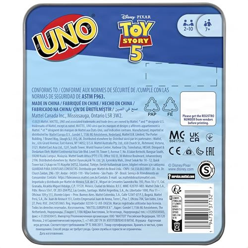 MATTEL GAMES UNO DISNEY Y PIXAR TOY STORY JUEGO DE 5 CARTAS CON BARAJA INSPIRADA EN PELICULAS - 5