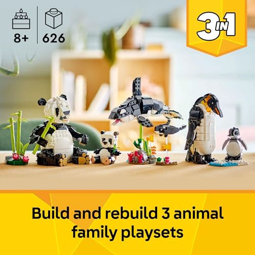 LEGO CREATOR 3 EN 1 FAMILIA DE PANDAS SALVAJES KIT DE JUGUETES DE CONSTRUCCION PARA NIÑOS CON 3 - 2