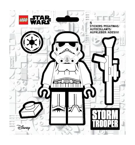 LEGO STAR WARS STICKER STORMTROOPER BLACK WHITE 53751 5 DIECUT PET STICKERS 1 SHEET FOR WATER - 1