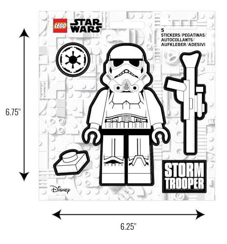 LEGO STAR WARS STICKER STORMTROOPER BLACK WHITE 53751 5 DIECUT PET STICKERS 1 SHEET FOR WATER - 2