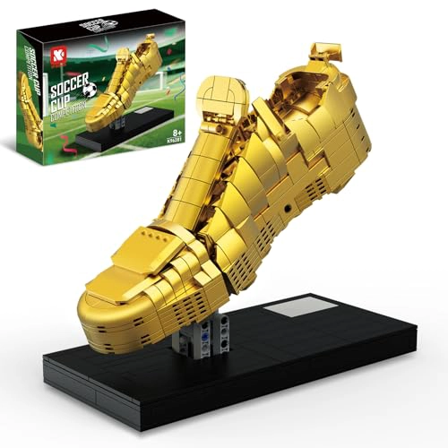 JUEGO DE CONSTRUCCION DE TROFEO DE BOTAS DORADAS MODELO DE PREMIO DE FUTBOL CON SOPORTE - 1