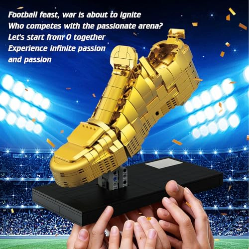 JUEGO DE CONSTRUCCION DE TROFEO DE BOTAS DORADAS MODELO DE PREMIO DE FUTBOL CON SOPORTE - 3
