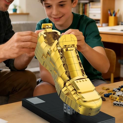 JUEGO DE CONSTRUCCION DE TROFEO DE BOTAS DORADAS MODELO DE PREMIO DE FUTBOL CON SOPORTE - 6