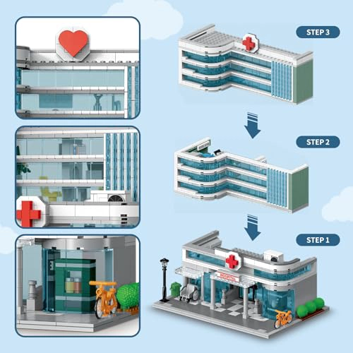 NEWABWN CITY HOSPITAL JUEGO DE CONSTRUCCION DE JUGUETE CON ILUMINACION LED COMPATIBLE CON LEGO - 2
