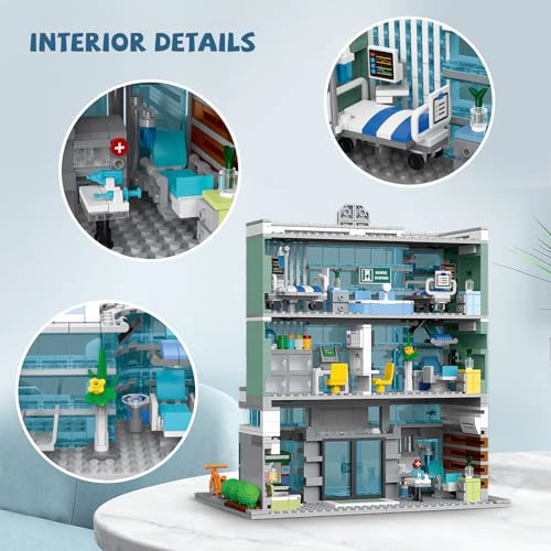 NEWABWN CITY HOSPITAL JUEGO DE CONSTRUCCION DE JUGUETE CON ILUMINACION LED COMPATIBLE CON LEGO - 3