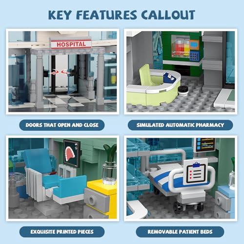 NEWABWN CITY HOSPITAL JUEGO DE CONSTRUCCION DE JUGUETE CON ILUMINACION LED COMPATIBLE CON LEGO - 4