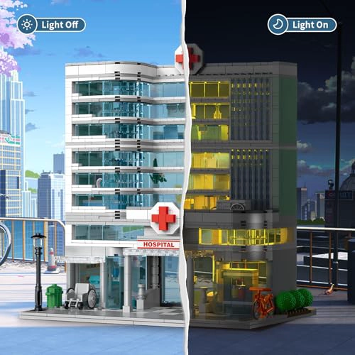 NEWABWN CITY HOSPITAL JUEGO DE CONSTRUCCION DE JUGUETE CON ILUMINACION LED COMPATIBLE CON LEGO - 5