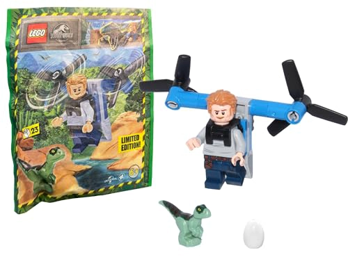LEGO JURASSIC WORLD DOMINION MINIFIGURA OWEN GRADY CON BLUE THE RAPTOR Y DINOSAUR EGG 75930 - 1