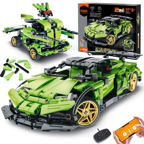 IQKIDZ KIT DE BLOQUES DE CONSTRUCCION STEM PARA NIÑOS AUTO DE CARRERAS CON CONTROL REMOTO Y ROBOT - 1