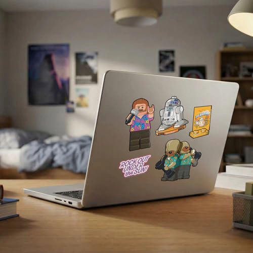LEGO STAR WARS STICKER R2D2 VACATION 53865 PET MATERIAL 5 DIECUT STICKERS 1 SHEET FOR WATER BOTTLE - 5