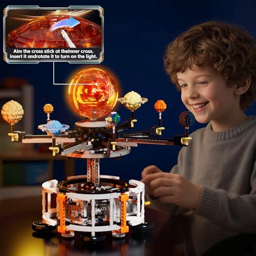 KIT DE CONSTRUCCION ESPACIAL DE SISTEMA SOLAR GIRATORIO DE DOBLE MODO MODELO STEM CON PLANETAS - 5