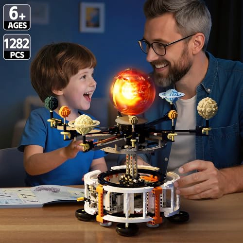 KIT DE CONSTRUCCION ESPACIAL DE SISTEMA SOLAR GIRATORIO DE DOBLE MODO MODELO STEM CON PLANETAS - 6