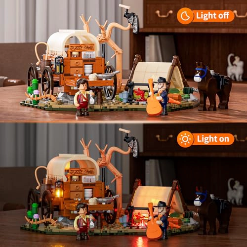 LUMIBRICKS COWBOY CAMP LIGHTING JUEGO DE LADRILLOS DE CONSTRUCCION THE OLD WEST SHELTER CON CARRETA - 2