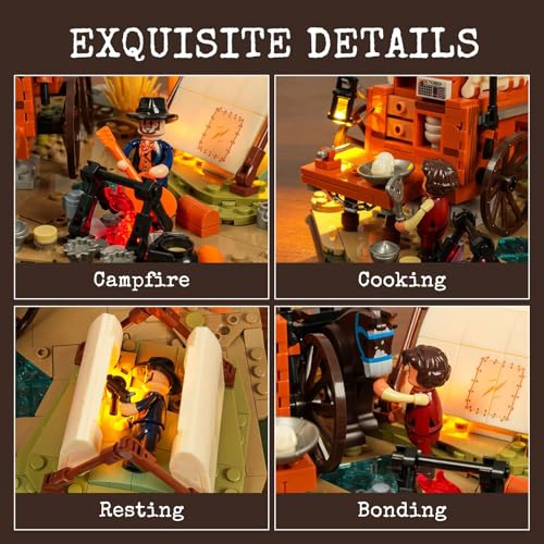 LUMIBRICKS COWBOY CAMP LIGHTING JUEGO DE LADRILLOS DE CONSTRUCCION THE OLD WEST SHELTER CON CARRETA - 3