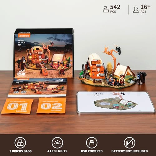 LUMIBRICKS COWBOY CAMP LIGHTING JUEGO DE LADRILLOS DE CONSTRUCCION THE OLD WEST SHELTER CON CARRETA - 6
