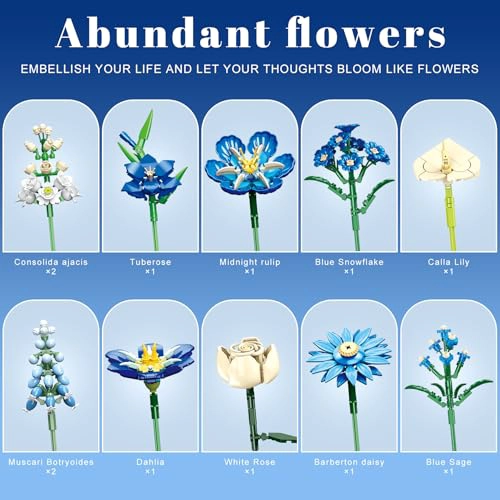 JUEGO DE CONSTRUCCION DE RAMO DE FLORES COMPATIBLE CON FLORES DE LEGO 16 FLORES ARTIFICIALES - 4