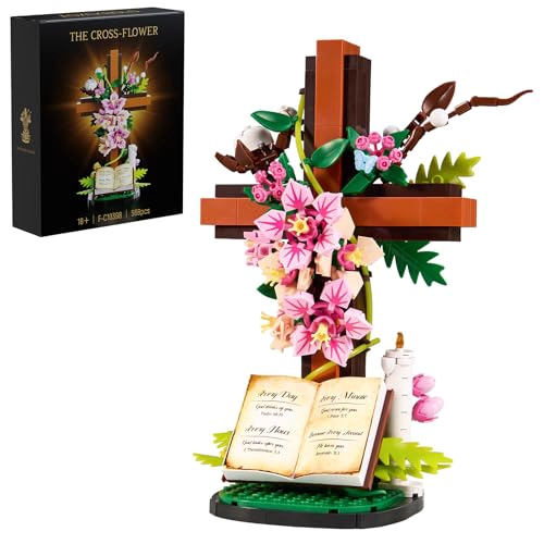 SET DE CONSTRUCCION DE FLOR CON CRUZ DE JESUS COLECCIONABLES RELIGIOSOS COMPATIBLES CON LEGO - 1