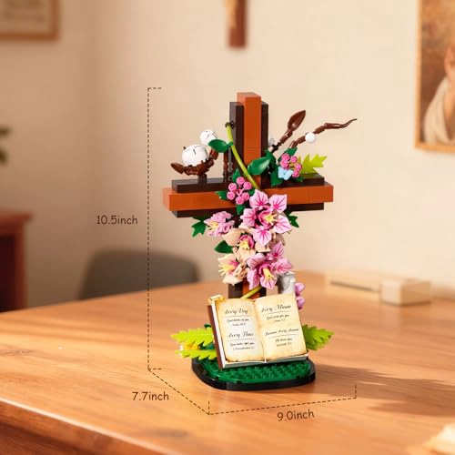 SET DE CONSTRUCCION DE FLOR CON CRUZ DE JESUS COLECCIONABLES RELIGIOSOS COMPATIBLES CON LEGO - 5